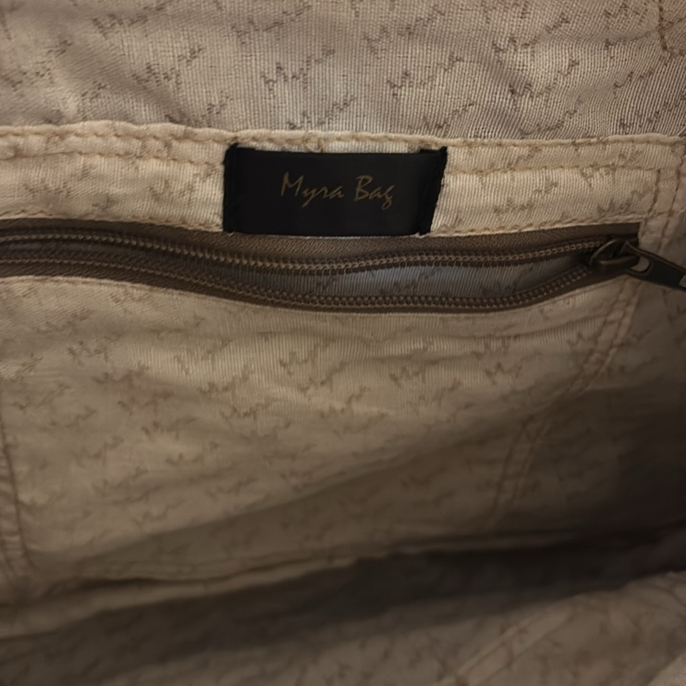 Myra Bag Tan and Brown Messenger Bag with Adjustable Strap - Picture 6 of 6